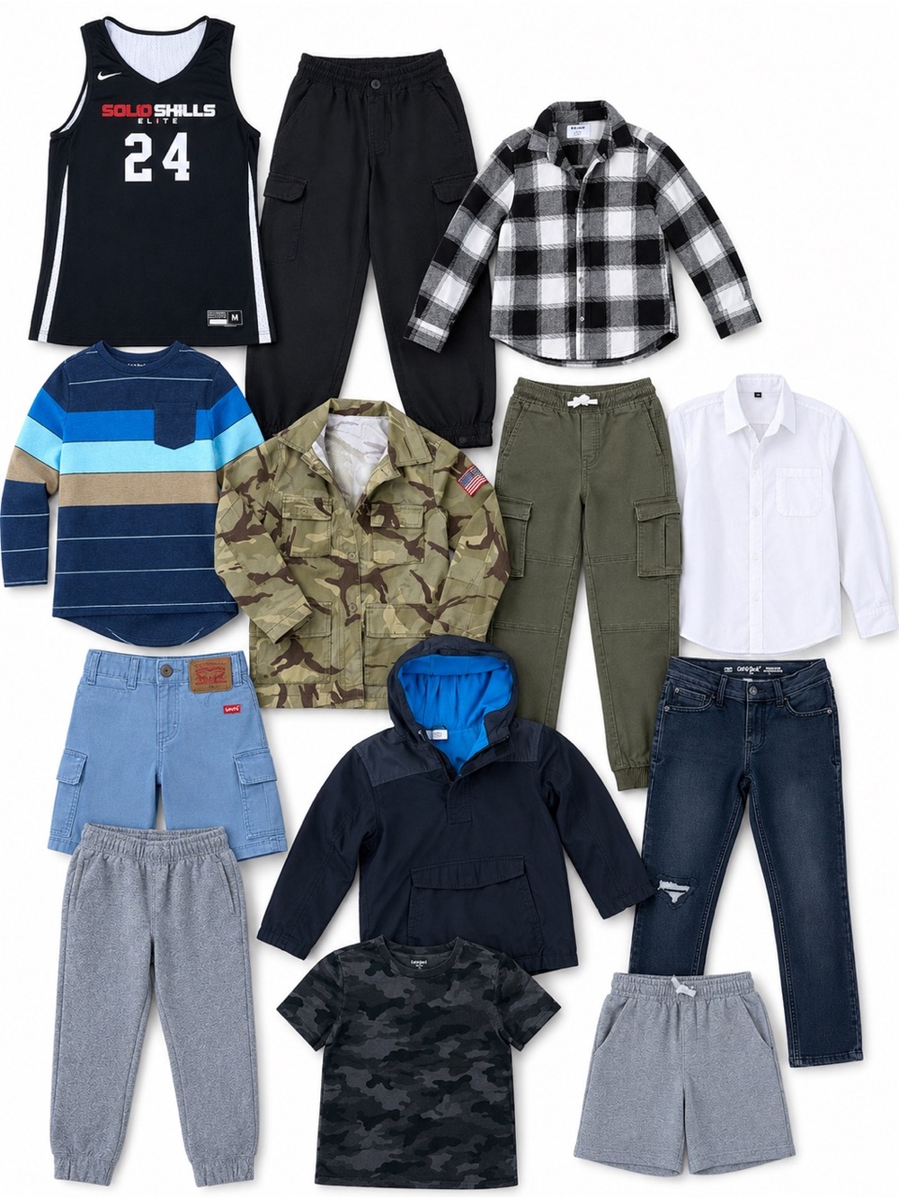 Nike Cat & Jack Levi’s Boys Clothing Bundle • Set • Lot Size 7/8 Blue Gray Green